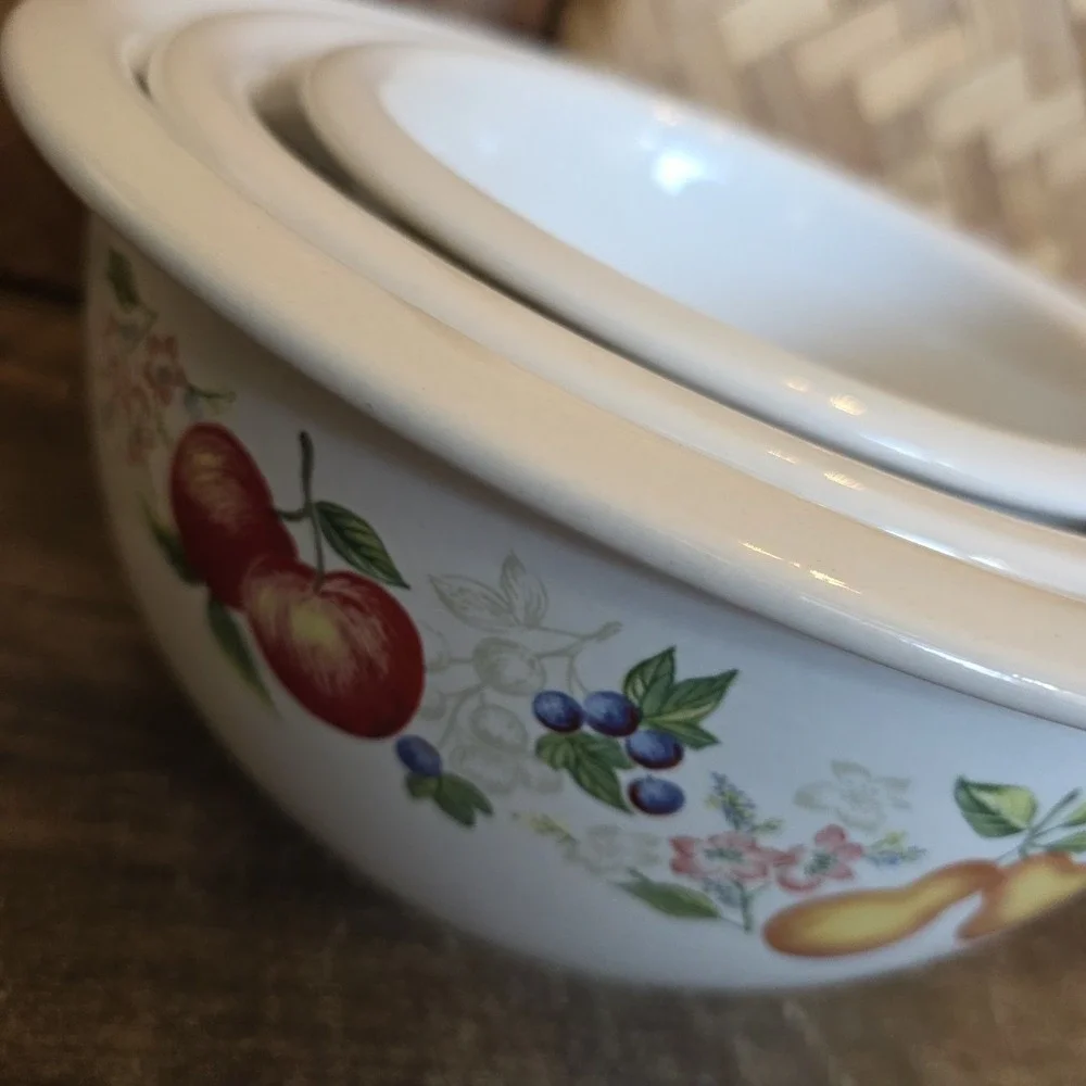 Corelle Coordinates Chutney Pattern Stoneware Serving Mixing Bowl 3 Piece‎ Set